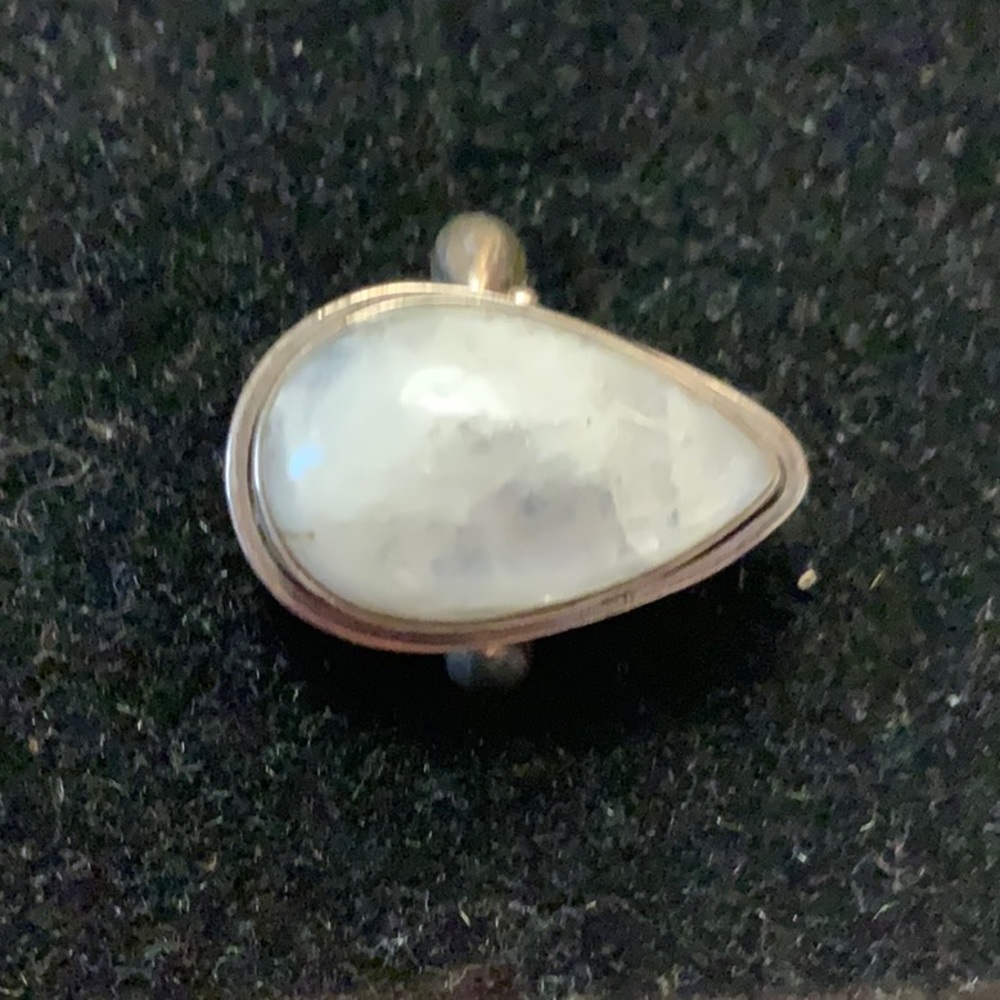 8  Sterling Teardrop Rainbow Moonstone Ring